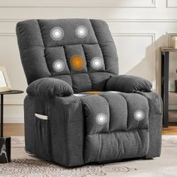 Recliner Chair, Home Theater Seating with Vibrating Massage and Heating, Lumbar Support, Remote Control, Cup Holders, Gray