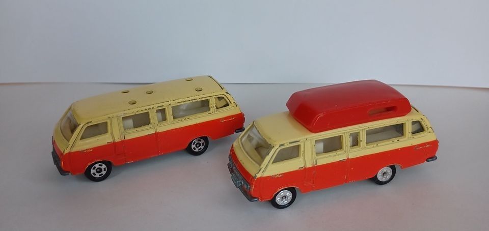 Two Vintage 1975 Tomica Hiace commuter van
