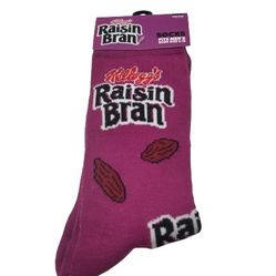 Kellogg's 'Raisin Bran' Novelty Crew Socks - Size 6 - 12 *NEW*