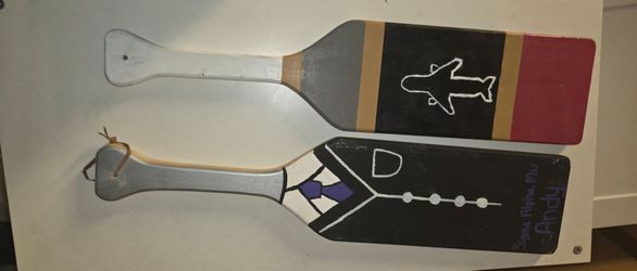Vintage/Collectible Custom Painted Greek Fraternity Sorority Wooden Paddles - Set of 2