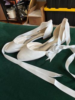 White Satin Ballet Flats