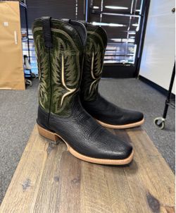 Ariat Black and Green Leather Western Boots
