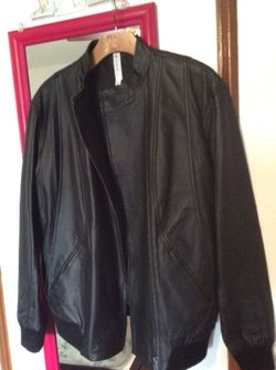 Elongated leather Bomber jacket nueva small