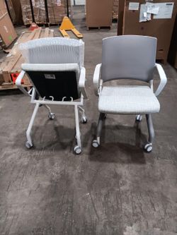 Rolling Office Guest Chairs with Arms – Set of 2
