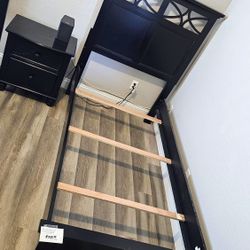 Dark Espresso Wood Double Twin Bedroom Set