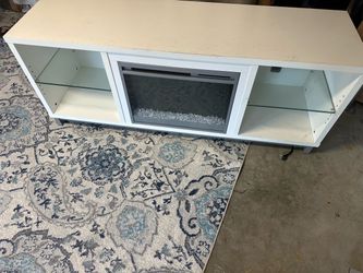 White TV Stand with Electric Fireplace Insert, 7 different color