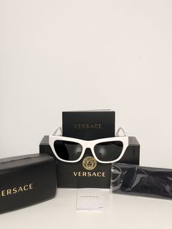 Versace VE4457 Medusa Biggie Sunglasses - White/Gold - Brand New Full Set