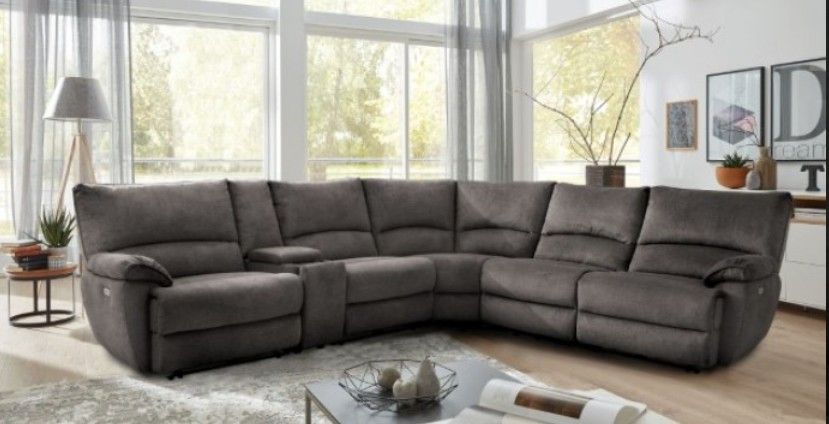 Brand New Super Plush Grey Power Reclining Sectional Sofa
