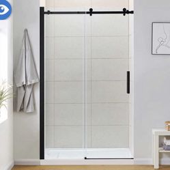 OVE Decors Kelsey Tempered Glass Shower Door, Matte Black 72”X 76”