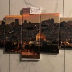 5 Panel Canvas Wall Art – Jerusalem / Islamic Wall Decor
