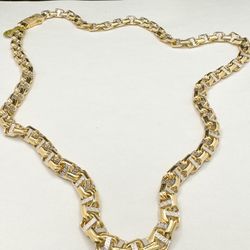 14k Gols corte chino bracelet with white gold