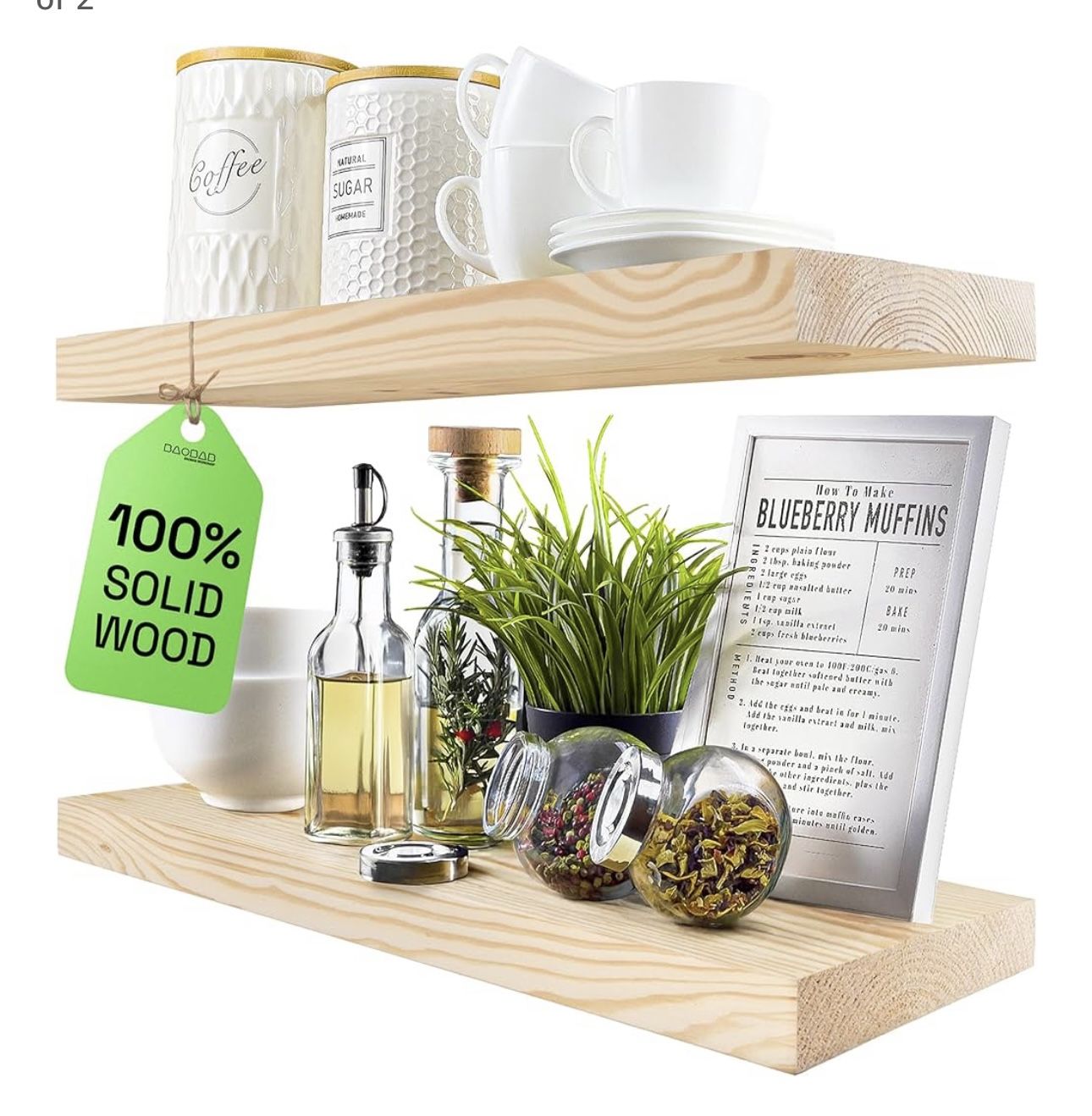 New- Solid Pine Wood Floating Shelf Set