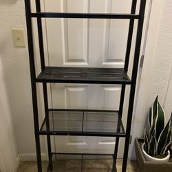 Ladder Bookcase 4 Tiers Metal/mesh Black,Bookcase,