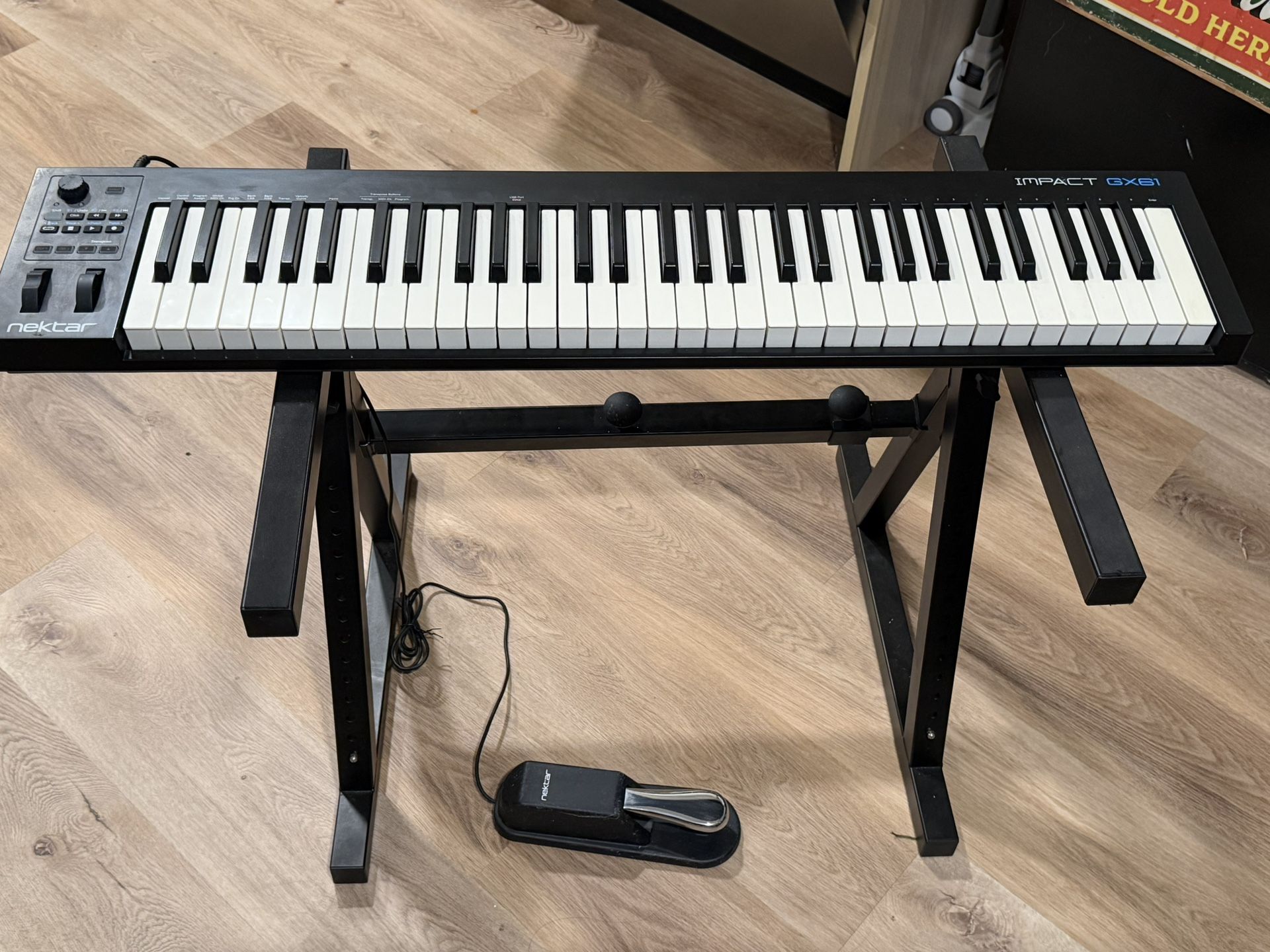 Nektar Impact GX61 USB MIDI Controller Keyboard with pedal and stand