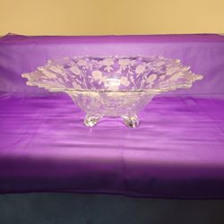 Cambridge "Blossom Time" 4 Toed Footed Flared Crystal Glass 12" Bowl.