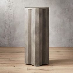 CB2 HEX TALL GREY CEMENT PEDESTAL TABLE