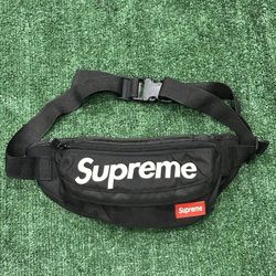 Supreme Waist Bag Fanny Pack Bag Shoulder Bag Strap Canvas Black / White with Rubber Box Logo