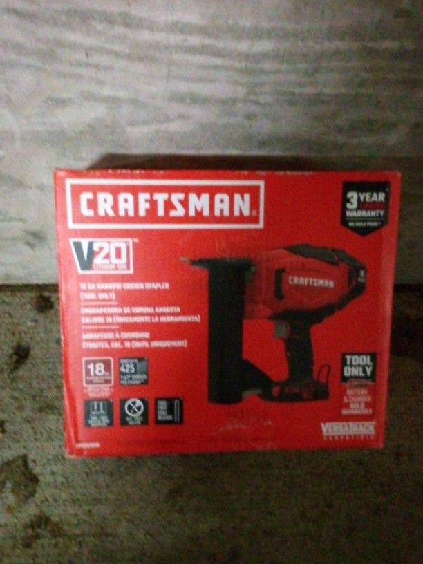 Craftsman 20volt Cordless 18gauge Narrow Crown Stapler