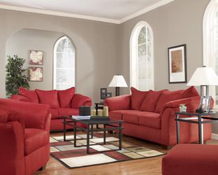 Absolutely gorgeous red couch and Loveseat!