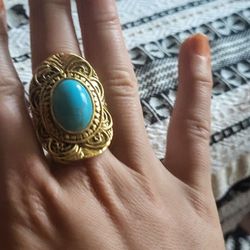 Turqoise Vintage Adjustable Golden Color Ring