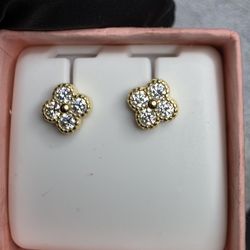 SS925 Moissanite Diamonds Gold Over Earrings