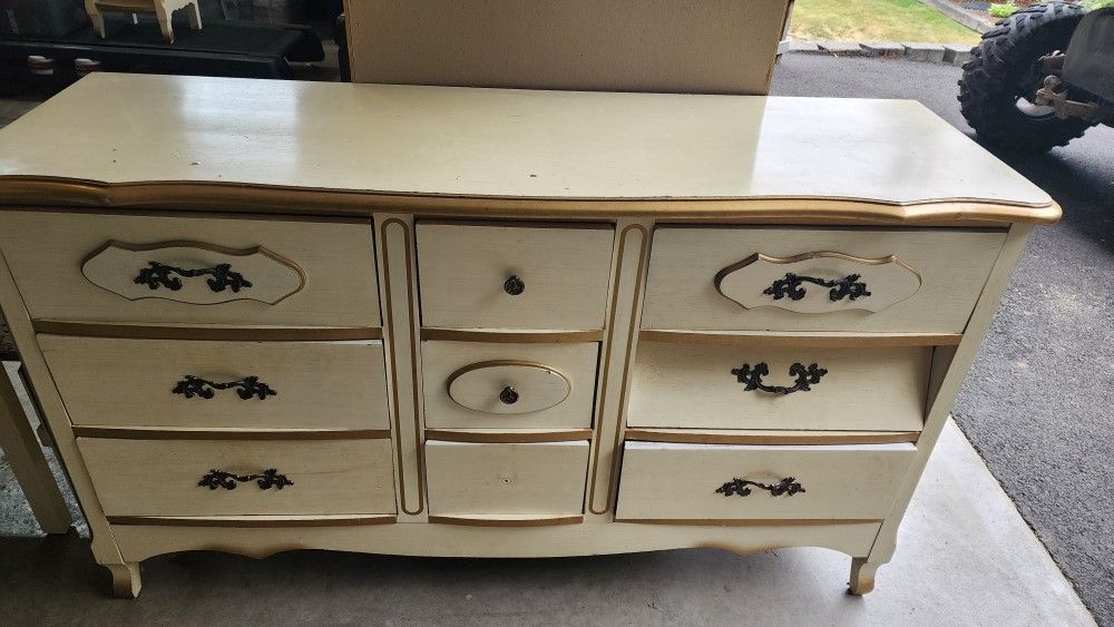 Antique Dresser With Mirror And Night Stand