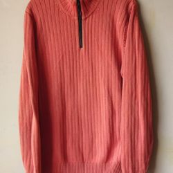 Brooks Brothers quarter zip Pullover Sweater Sweatshirt Top Mens Size XL Extra Large cotton orange
