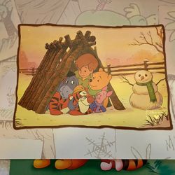 Winnie The Pooh Snowman Holiday Print 