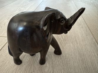 Hand Carved Ironwood Elephant Dark Brown Walking Figurine 4" Tall