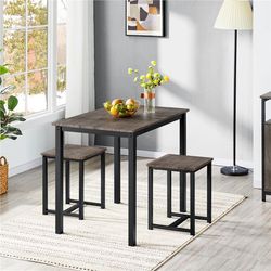 Industrial 3-Piece Space Saving Dining Table Set, for Kitchen, Dining Room