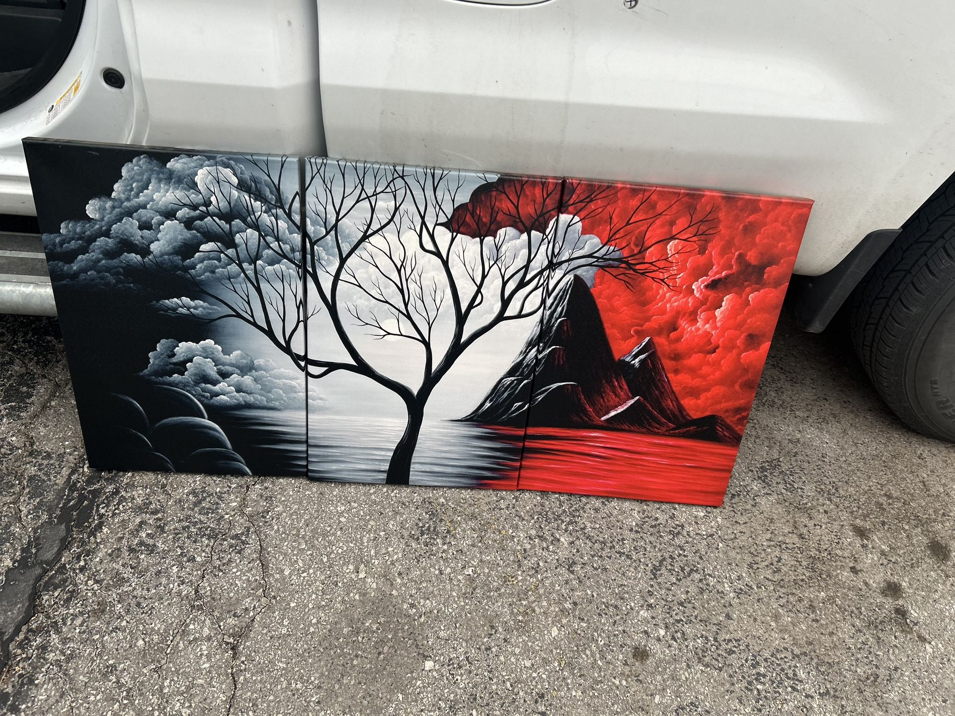 Black And Gray And White Mountain Oil Painting