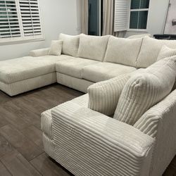 Brand New Super Plush Elegant Corduroy Sectional Set 