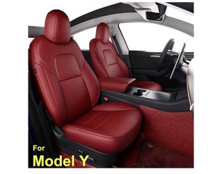 Red Wine Tesla Y 2020-2024 Full Car Seats Covers