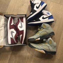 Jordan 1 Low, Jordan 1 Mid, Jordan 5 Size 9.5 