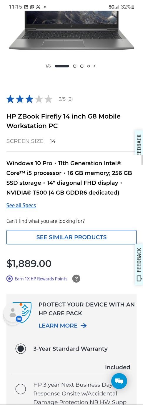 Brand New Hp Z Book Firefly 14gb