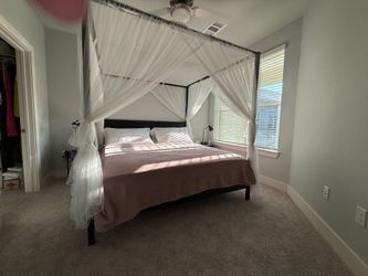 King sized canopy bed frame & mattress