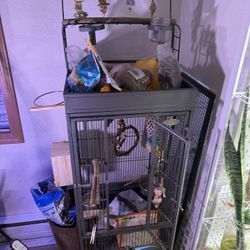 Medium-Sized Bird Cage with Toys, Treats, and Accessories - Complete Setup!