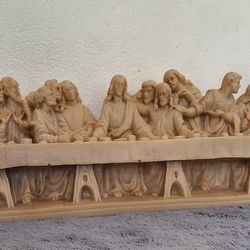 Vintage Resin Last Supper Sculpture – Made in Italy Religious Decor 12.5"