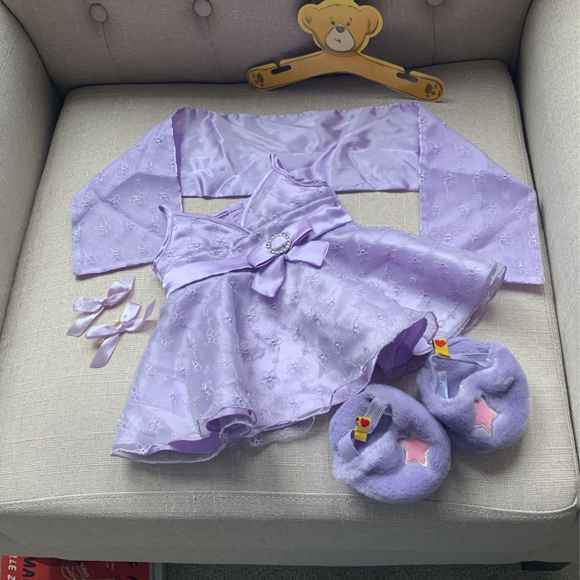 Build A Bear Evening Gown With Shoes, Shawl And Hair Ties