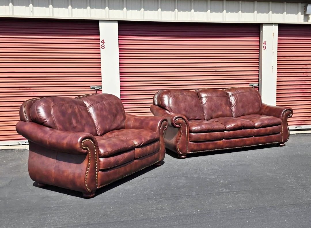 TOP GRAIN LEATHER SOFA & LOVESEAT 100% ITALIAN LEATHER