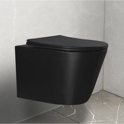 WZ5922B Wall Hung Toilet With Rimless Flush Modern Design Roud D Shaped Bowl in Matte black