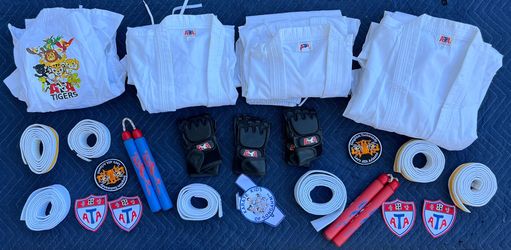 ATA Taekwondo uniform and accessories.