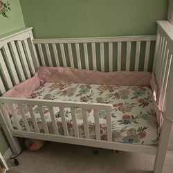 Crib Convertible Toddler Bed. White. OBO