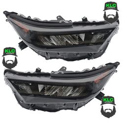 For 2019 2020 2021 Toyota RAV4 LE XLE Headlight Assembly LED with Black Housing Left Right Pair