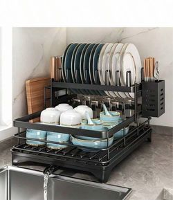 Leo Iris Black Metal Dish Drying Rack