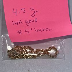 14k hollow gold Rope Bracelet