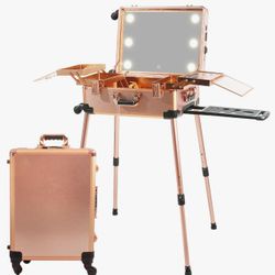 New Large Makeup Train Case Speaker Lock Full Screen Lighted Mirror 3 Lights dance artist cheer 