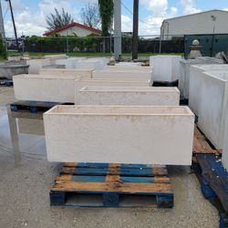 Concrete Large Rectangular Planters / Cement Backyard Patio Garden Planter Pots