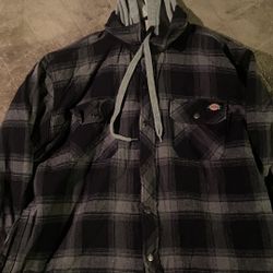 Dickies Men's Big-Tall Relaxed Fleece Hooded Flannel Shirt Jacket (READ DESCRIPTION)