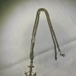 18k gold curb chan with 18k anchor pendant 13.4 grams